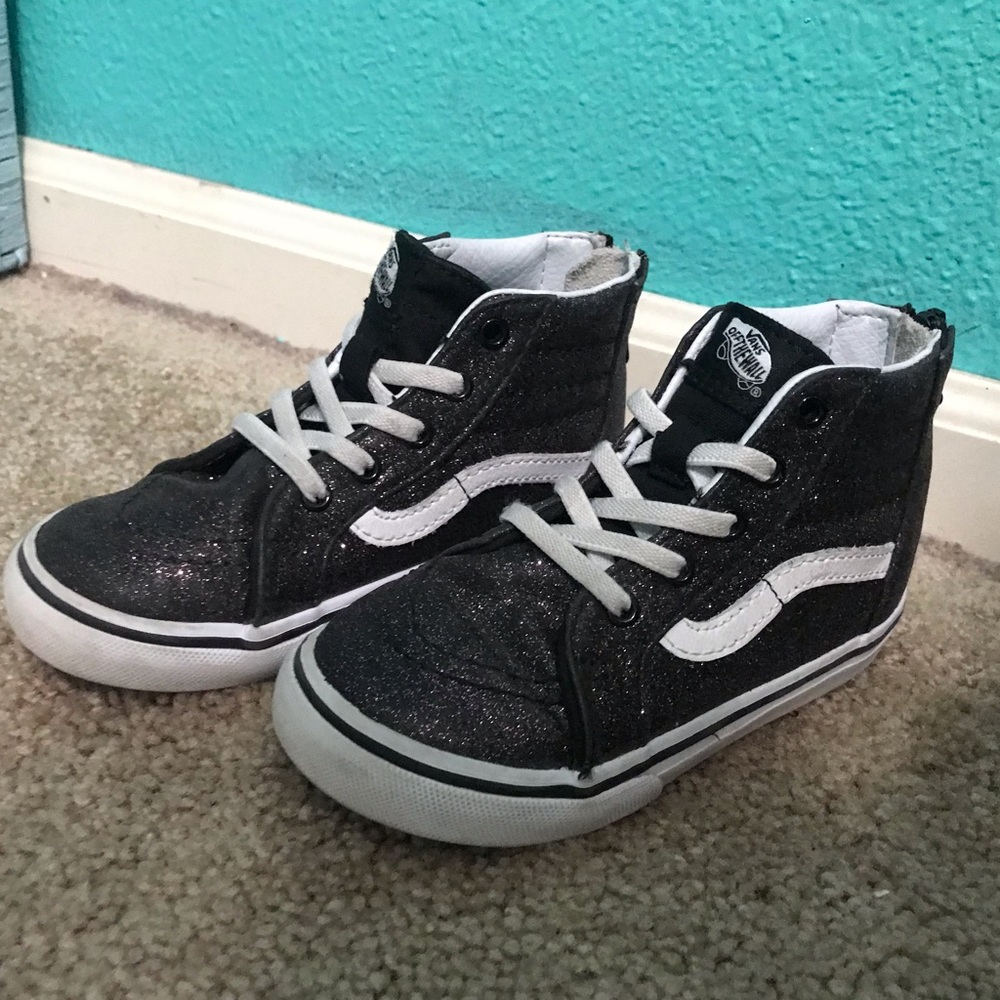 Girls black glitter vans size 9 toddler
